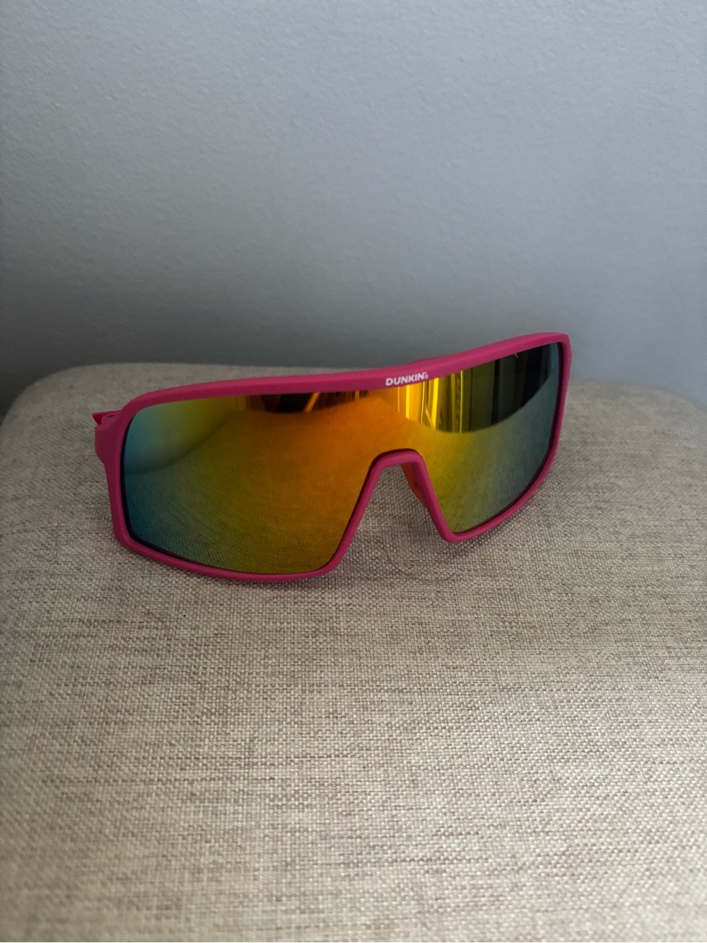 Dunkin' Mirrored Shield Sunglasses in Bright Pink